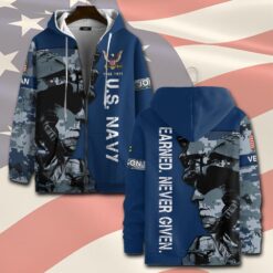 US Navy, E 2 White - Zip Hoodie