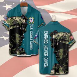 US Coast Guard, American By Birth, Veteran By Choice - Short Sleeve Button Shirt