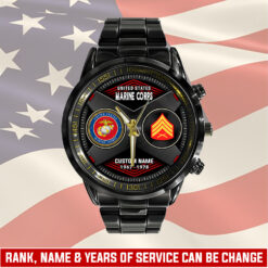US Marine Corps, No One Gets Left Behind - Black Stainless Steel Watch