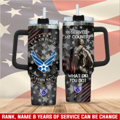 US Air Force , Land Of The Free, Because Of The Brave - Stainless Steel Tumbler 40oz