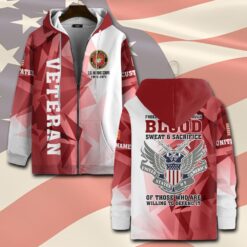 US Marine Corps, Land Of The Free, Because Of The Brave - Zip Hoodie