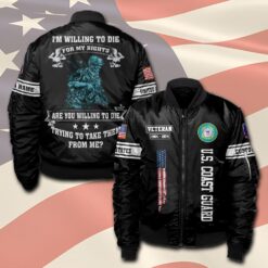 US Coast Guard, American By Birth, Veteran By Choice - Bomber Jacket