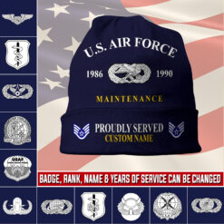 Air Force Badge, Always Remember, Never Forget - Full-Printed Beanie Hat