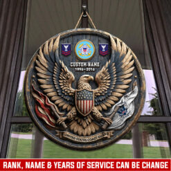 US Coast Guard, E 6 Red - 2 Layers Wooden Sign 18x18in