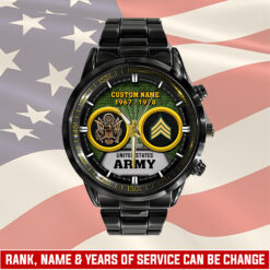 US Army, Honor The Fallen - Black Stainless Steel Watch