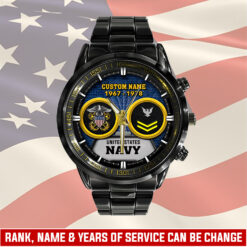 US Navy, Always Courageous - Black Stainless Steel Watch