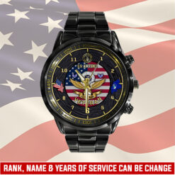 US Air Force, E 8 Air Force Senior Master Sergeant - Black Stainless Steel Watch