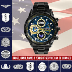 Air Force Badge, E 8 Air Force First Sergeant - Black Stainless Steel Watch