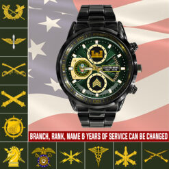 Army Branch, Once A Soldier, Always A Soldier - Black Stainless Steel Watch