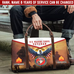 US Marine Corps, American By Birth, Veteran By Choice - Travel Bag - Size L: 20.4 x 9.4 x 10.2 inches