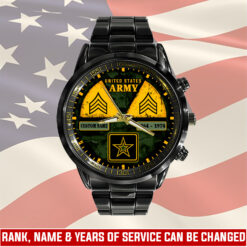 US Army, E 4 Army Corporal - Black Stainless Steel Watch