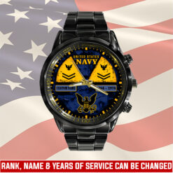 US Navy, Duty, Honor, Country - Black Stainless Steel Watch