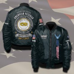 Air Force Badge, Remember - Honor - Respect - Bomber Jacket