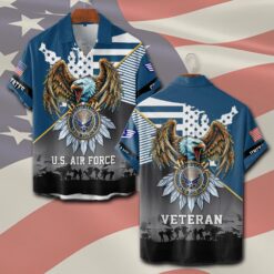 US Air Force , Proud Veteran - Short Sleeve Button Shirt