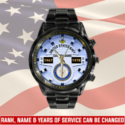 US Navy, E 2 White - Black Stainless Steel Watch