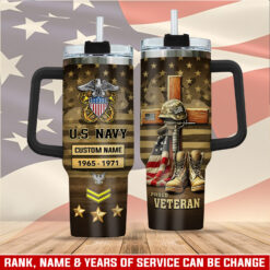 US Navy, Proud Veteran - Stainless Steel Tumbler 40oz