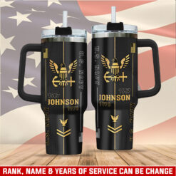US Navy, Land Of The Free, Because Of The Brave - Stainless Steel Tumbler 40oz