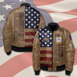 US Coast Guard, American By Birth, Veteran By Choice - Bomber Jacket