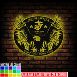 US Marine Corps, E 3 Marines Lance Corporal - Led Metal Sign 24x24 inch