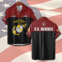 US Marine Corps, American By Birth, Veteran By Choice - Short Sleeve Button Shirt