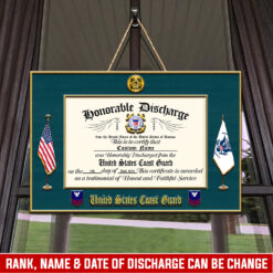 US Coast Guard, No One Fights Alone - 2 Layers Wooden Sign 8x8in