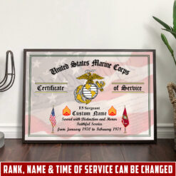 US Marine Corps, Proud Veteran - Poster With Frame 10x8in (Recommended)