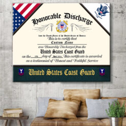 US Coast Guard, Freedom Over Fear - Canvas (With Frame) 10x8in