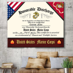 US Marine Corps, Land Of The Free, Because Of The Brave - Canvas (With Frame) 10x8in