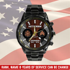 US Army, E 4 Army Corporal - Black Stainless Steel Watch