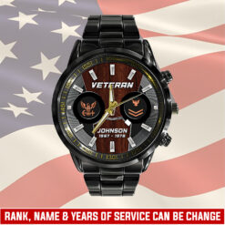 US Navy, Honoring All Who Served - Black Stainless Steel Watch