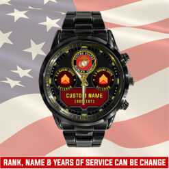 US Marine Corps, E 7 Marines Gunnery Sergeant - Black Stainless Steel Watch