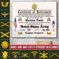 Army Branch, E 6 Army Specialist - Canvas (With Frame) 20x16in