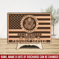 US Army, Honoring All Who Served - 2 Layers Wooden Plaque 18x18in