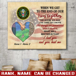 US Army, Proud Veteran - Canvas (With Frame) 20x16in