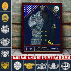 Navy Badge - Canvas (With Frame) 10x8in