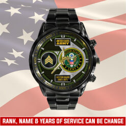 US Army, E 5 Army Sergeant - Black Stainless Steel Watch