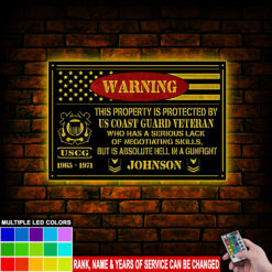 US Coast Guard, Freedom Isn't Free - LED Metal Sign 24x24 inch