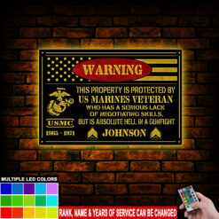 US Marine Corps, E 4 Marines Corporal - LED Metal Sign 24x24 inch