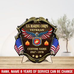 US Marine Corps, Defender of Freedom - 2 Layers Wooden Plaque 12x12in