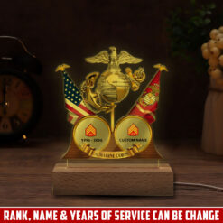US Marine Corps, Land Of The Free, Because Of The Brave - Personalized Led Lamp