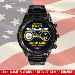 US Navy, By Sea, Air and Land - Black Stainless Steel Watch