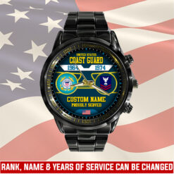 US Coast Guard, Once A Coastie, Always A Coastie - Black Stainless Steel Watch
