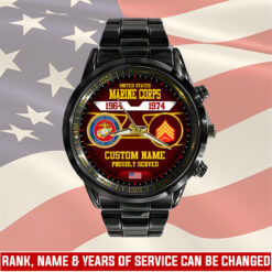 US Marine Corps, E 4 Marines Corporal - Black Stainless Steel Watch
