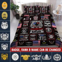 Navy Badge, E 7 Gold - Quilt Bed Set - Full