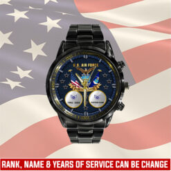US Air Force, O 4 Air Force Major - Black Stainless Steel Watch
