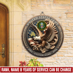 US Army, E 8 Army Master Sergeant - 2 Layers Wooden Sign 8x8in