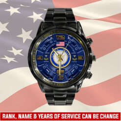US Navy, Once A Sailor, Always A Sailor - Black Stainless Steel Watch
