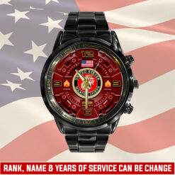 US Marine Corps, E 2 Marines Private First Class - Black Stainless Steel Watch