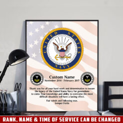 US Navy, Honor, Duty, Service - Poster With Frame 10x8in (Recommended)