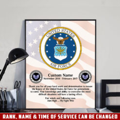 US Air Force, Thank a Veteran - Poster With Frame 10x8in (Recommended)
